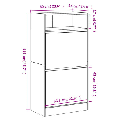 vidaXL Shoe Cabinet Smoked Oak 60x34x116 Engineered Wood