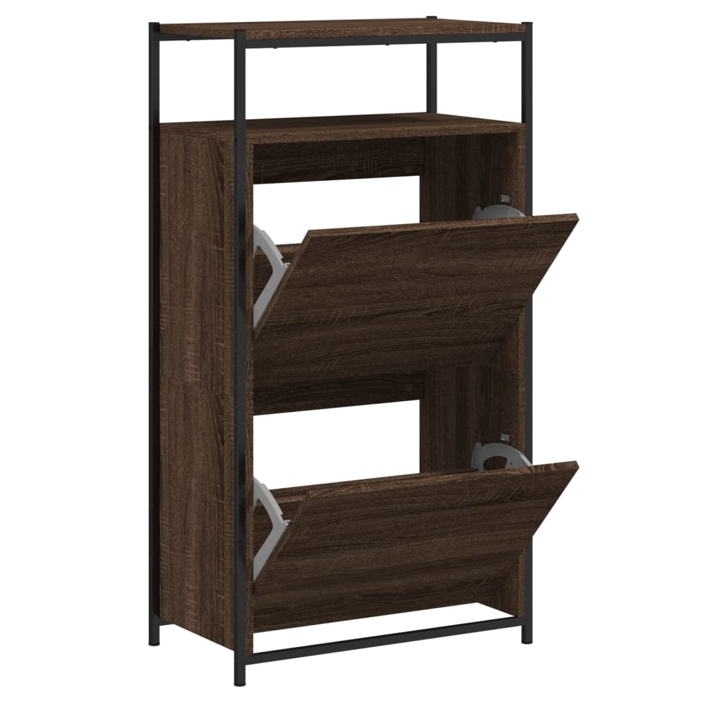 vidaXL Shoe Cabinet Brown Oak Stores multiple pairs of shoes