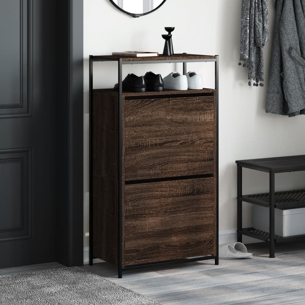 vidaXL Shoe Cabinet Brown Oak Stores multiple pairs of shoes