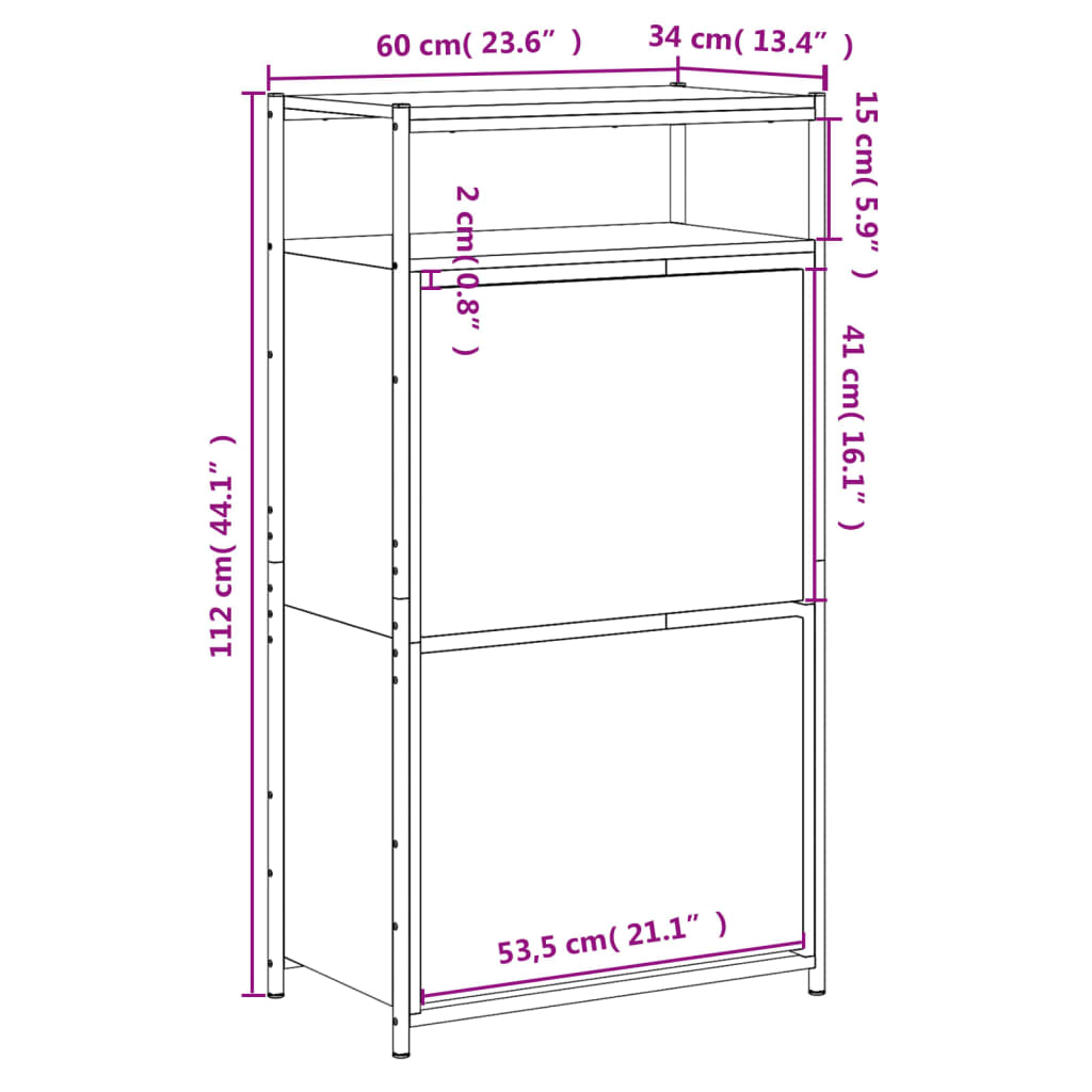 vidaXL Shoe Cabinet Brown Oak Stores multiple pairs of shoes