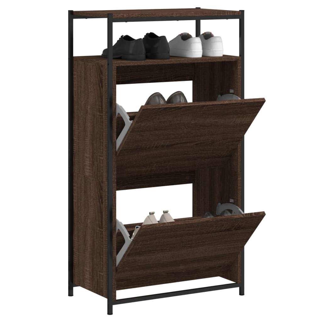 vidaXL Shoe Cabinet Brown Oak Stores multiple pairs of shoes