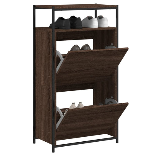 vidaXL Shoe Cabinet Brown Oak Stores multiple pairs of shoes