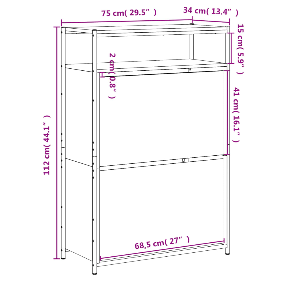 vidaXL Shoe Cabinet Grey Sonoma