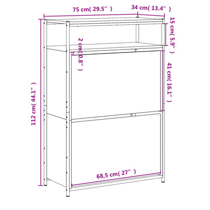 vidaXL Shoe Cabinet Grey Sonoma