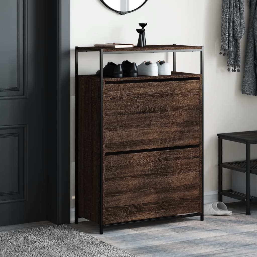 vidaXL Shoe Cabinet Brown Oak 75x34x112 Engineered Wood