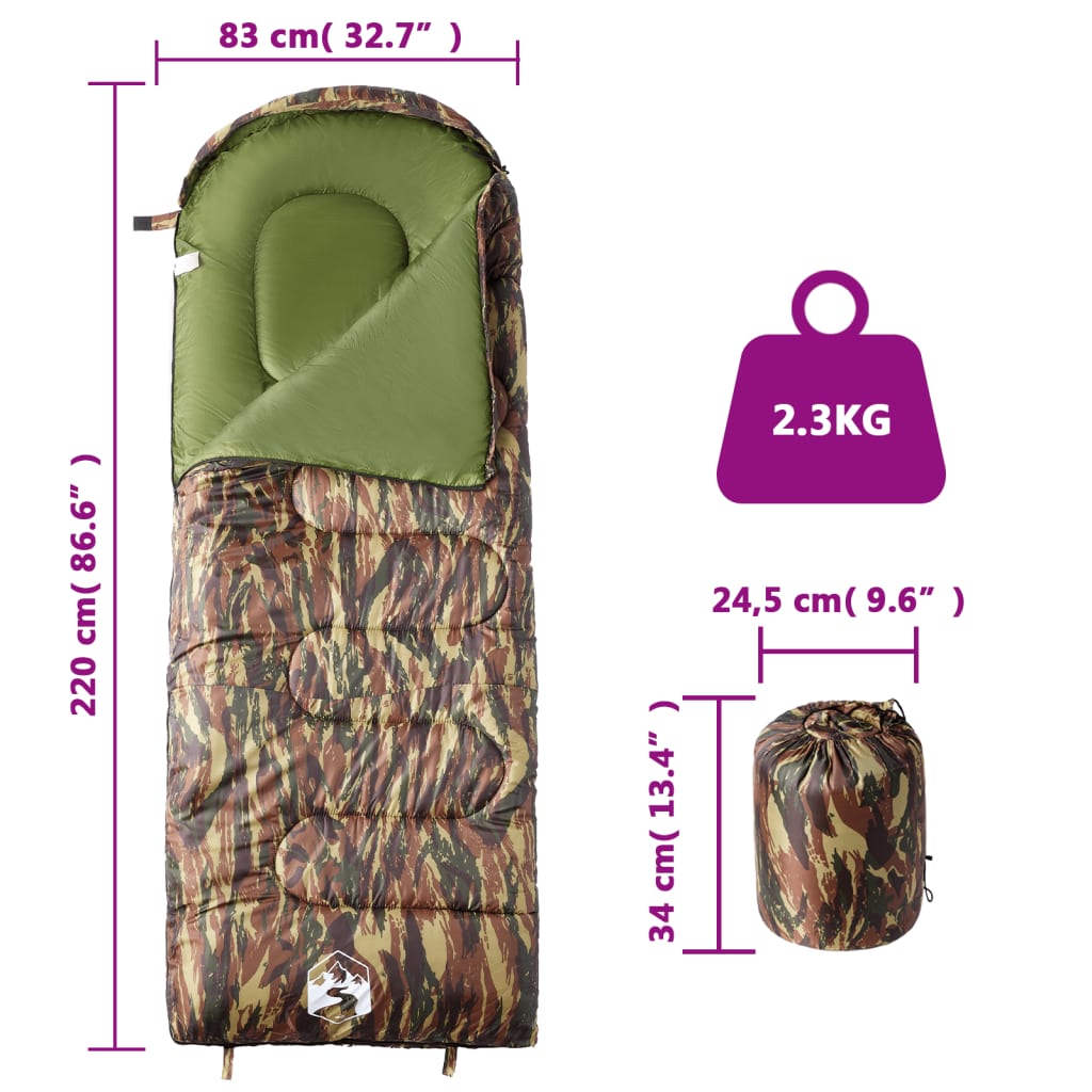 vidaXL Sleeping Bag for Adults Camping 3-4 Seasons