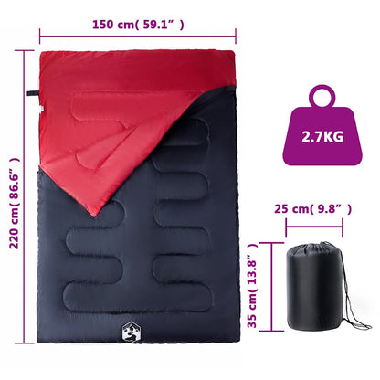 vidaXL Double Sleeping Bag with Pillows for Adults Camping 3-4 Seasons