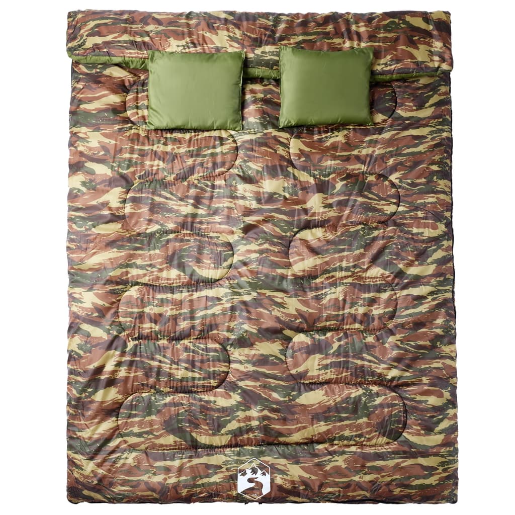 vidaXL Double Sleeping Bag with Pillows for Adults Camping 3-4 Seasons
