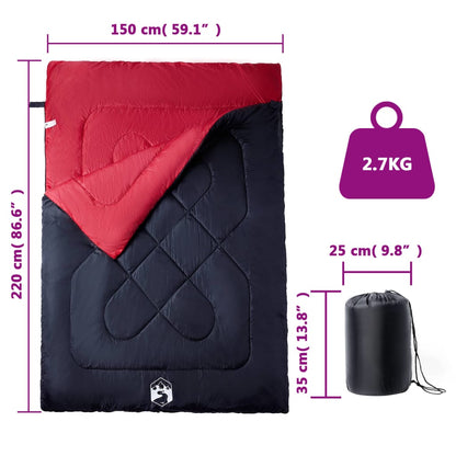 vidaXL Double Sleeping Bag with Pillows for Adults Camping 3-4 Seasons