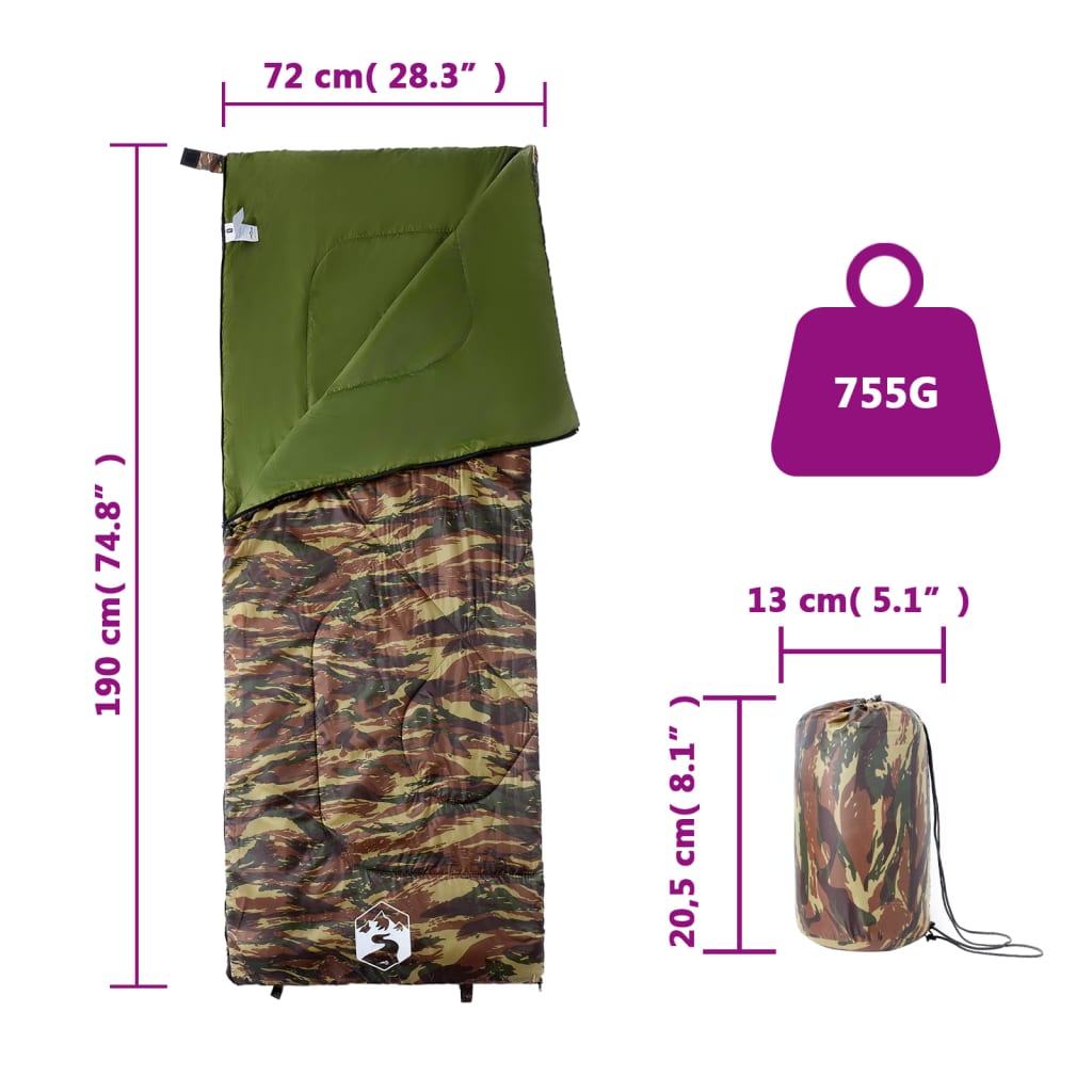 vidaXL Sleeping Bag for Adults Camping 3 Seasons