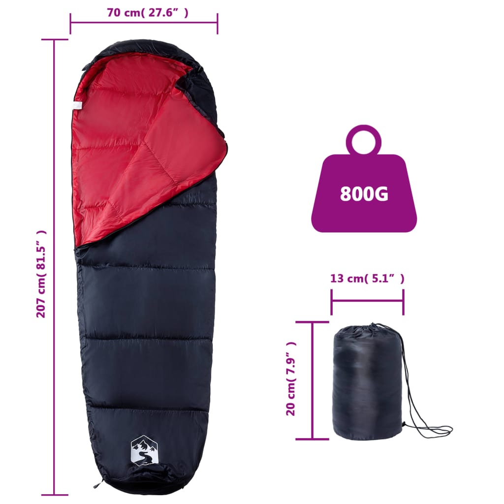 vidaXL Mummy Sleeping Bag for Adults Camping 3 Seasons