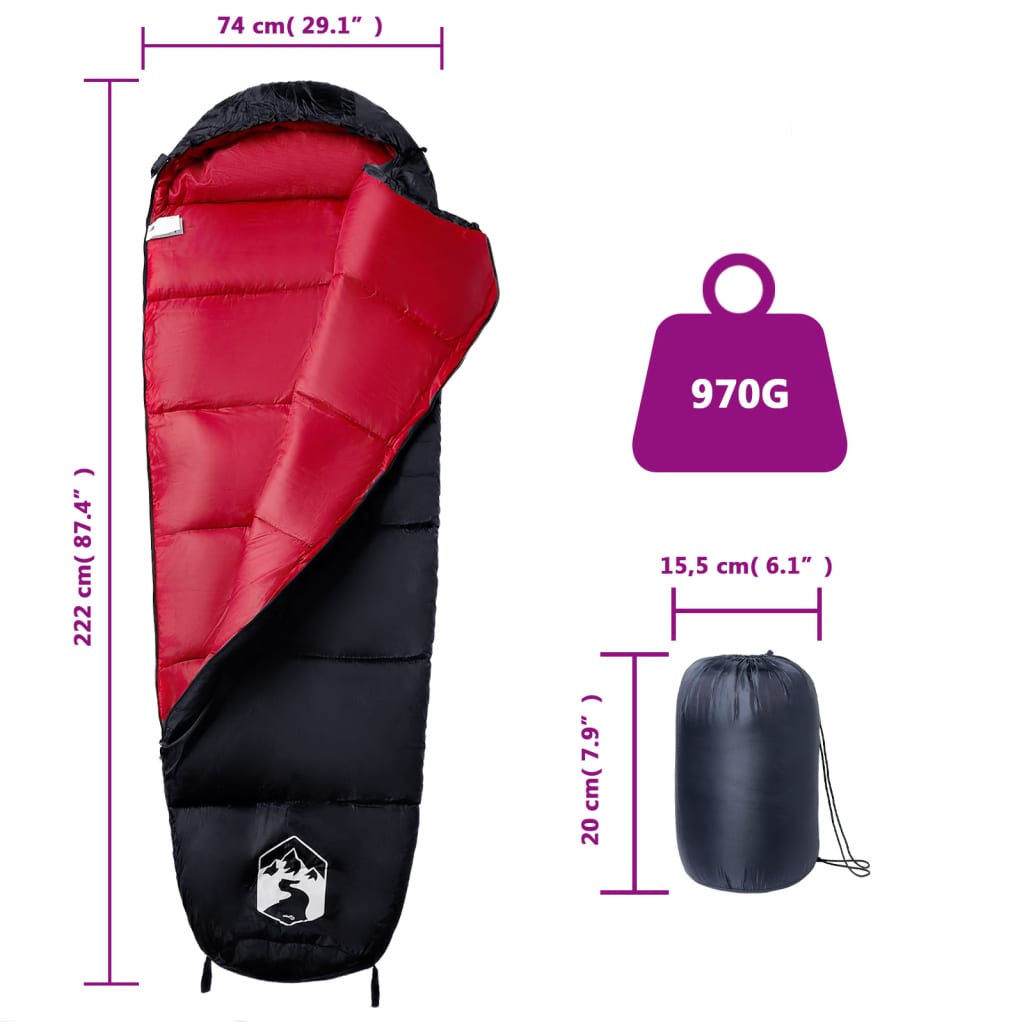 vidaXL Mummy Sleeping Bag for Adults Camping 3 Seasons