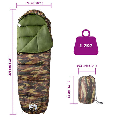 vidaXL Mummy Sleeping Bag for Adults Camping 3 Seasons