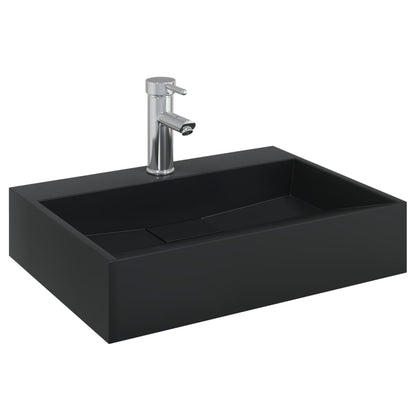 vidaXL Wash Basin 50x38x11 cm Mineral Cast/Marble Cast Matt Black