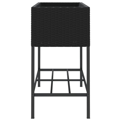 vidaXL Garden Planter with Shelf Black Poly Rattan