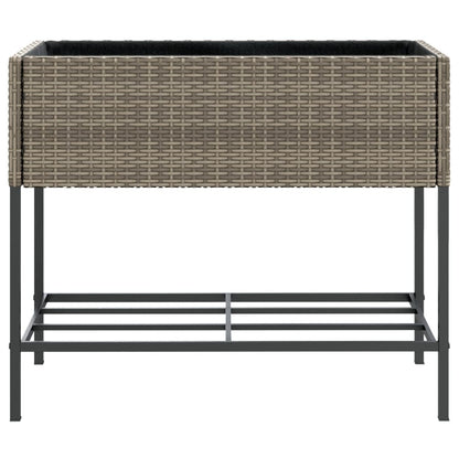 vidaXL Garden Planter with Shelf Grey Poly Rattan