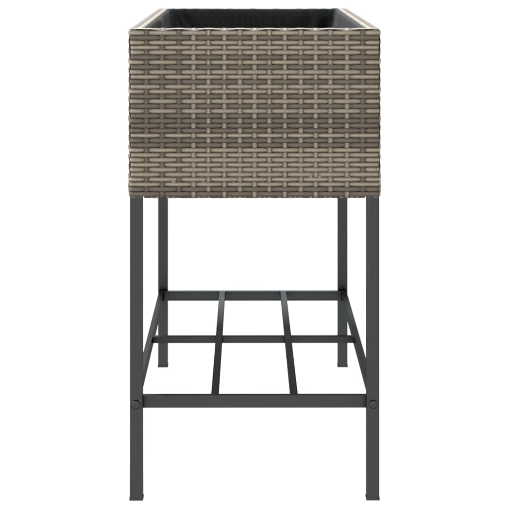vidaXL Garden Planter with Shelf Grey Poly Rattan