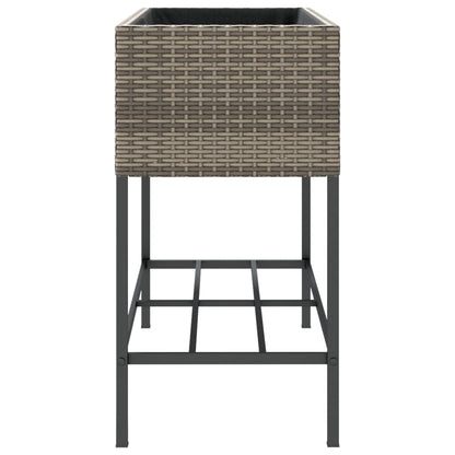 vidaXL Garden Planter with Shelf Grey Poly Rattan