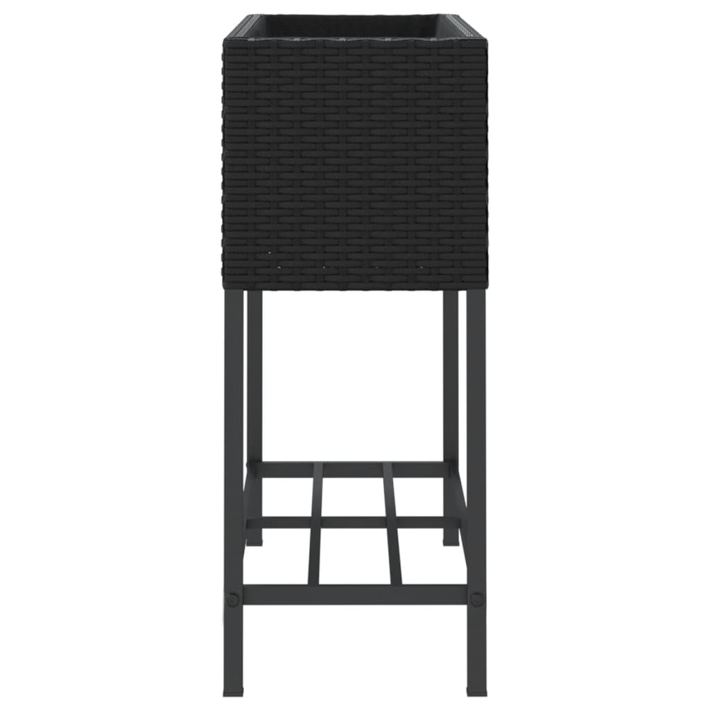 vidaXL Garden Planter with Shelf Black Poly Rattan