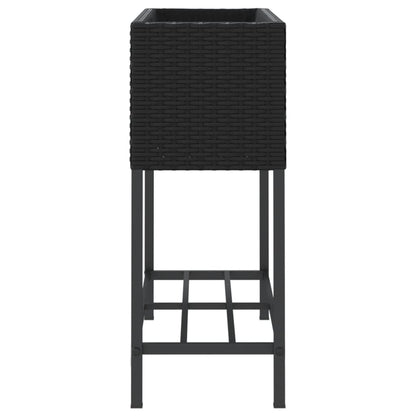 vidaXL Garden Planter with Shelf Black Poly Rattan