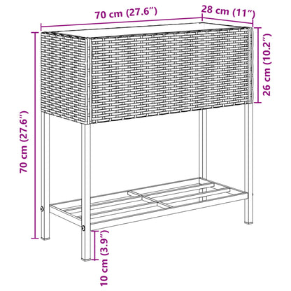 vidaXL Garden Planter with Shelf Black Poly Rattan