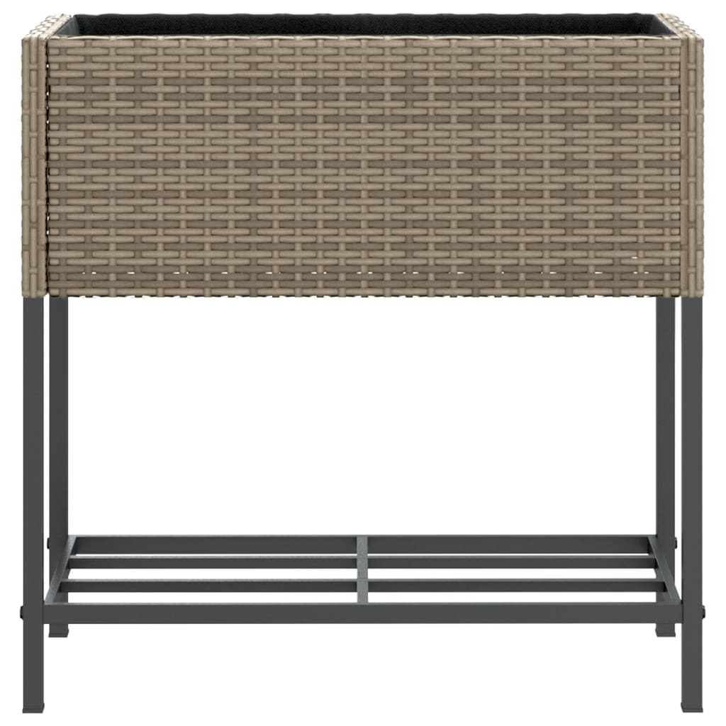 vidaXL Garden Planter with Shelf Grey Poly Rattan