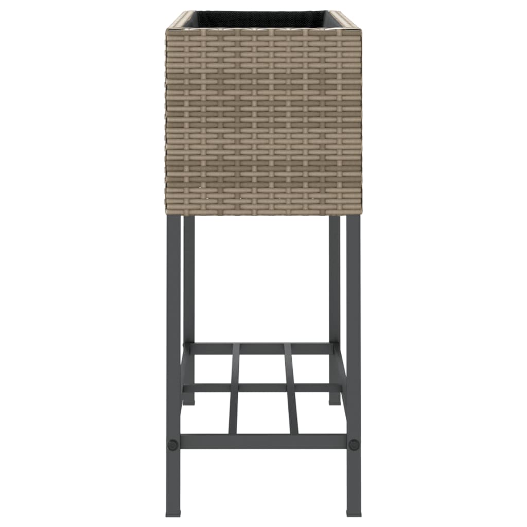 vidaXL Garden Planter with Shelf Grey Poly Rattan