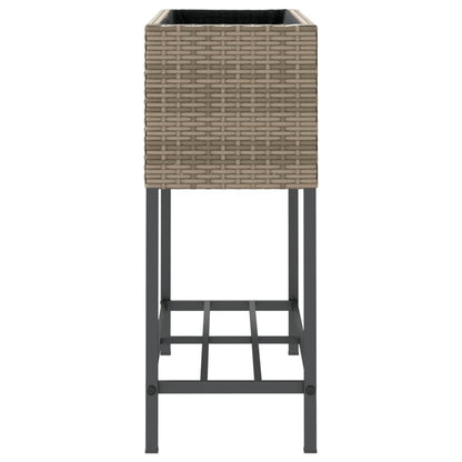 vidaXL Garden Planter with Shelf Grey Poly Rattan