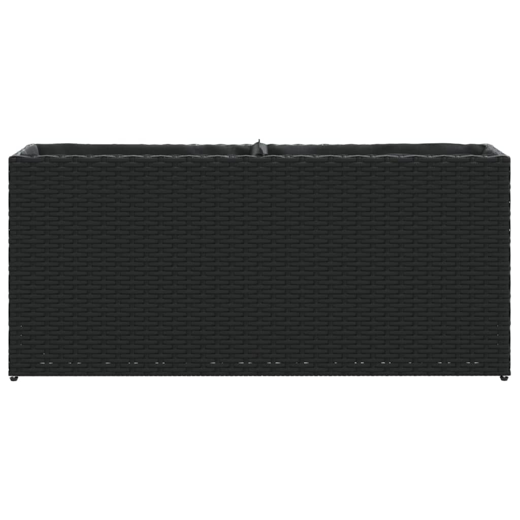 vidaXL Garden Planter with 2 Pots Black 90x20x40 cm Poly Rattan