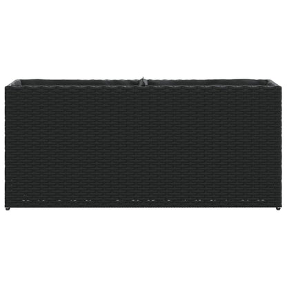 vidaXL Garden Planter with 2 Pots Black 90x20x40 cm Poly Rattan