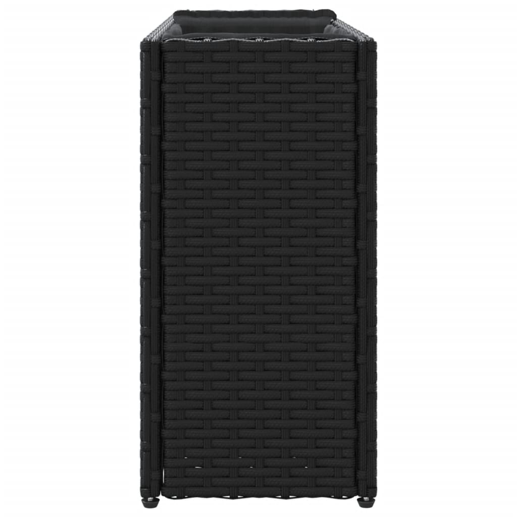 vidaXL Garden Planter with 2 Pots Black 90x20x40 cm Poly Rattan