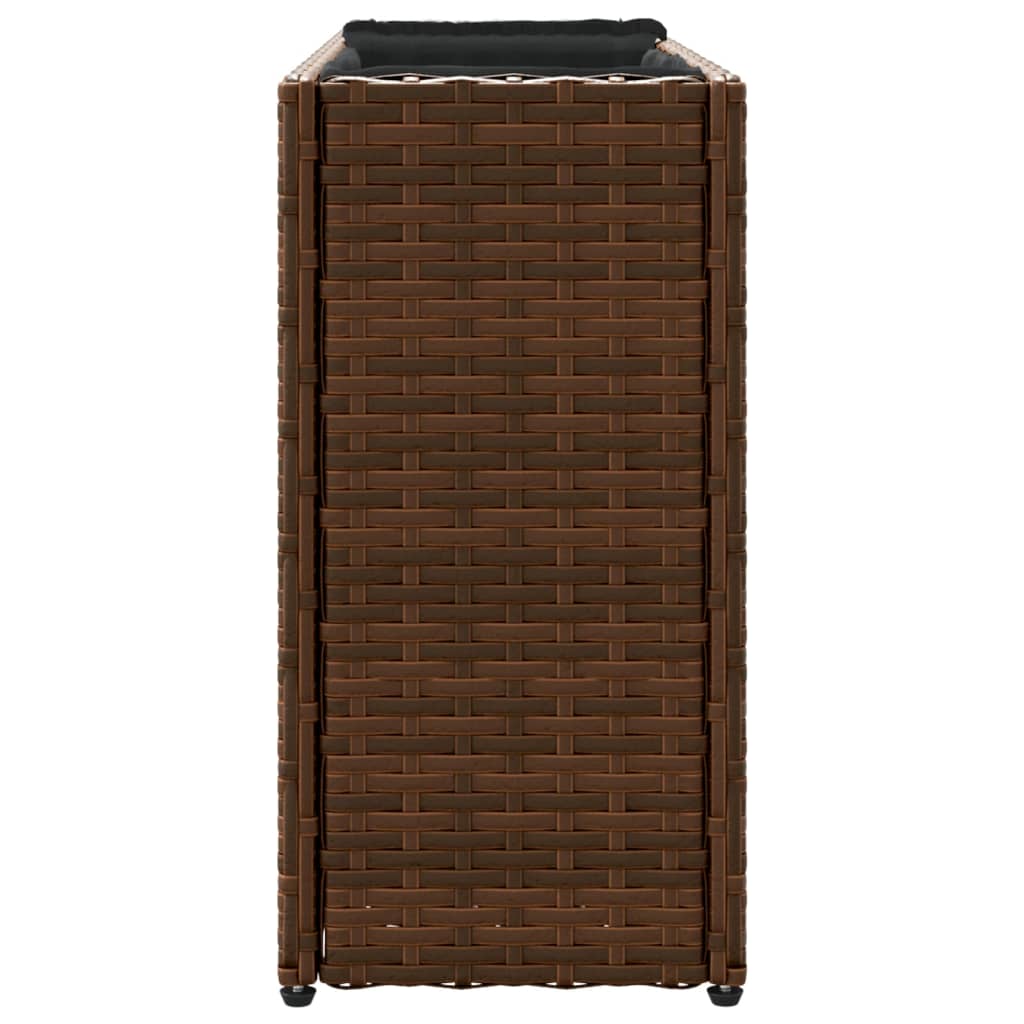 vidaXL Garden Planter with 2 Pots Brown 90x20x40 cm Poly Rattan