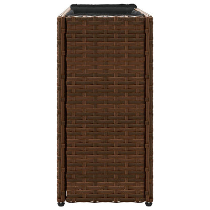 vidaXL Garden Planter with 2 Pots Brown 90x20x40 cm Poly Rattan