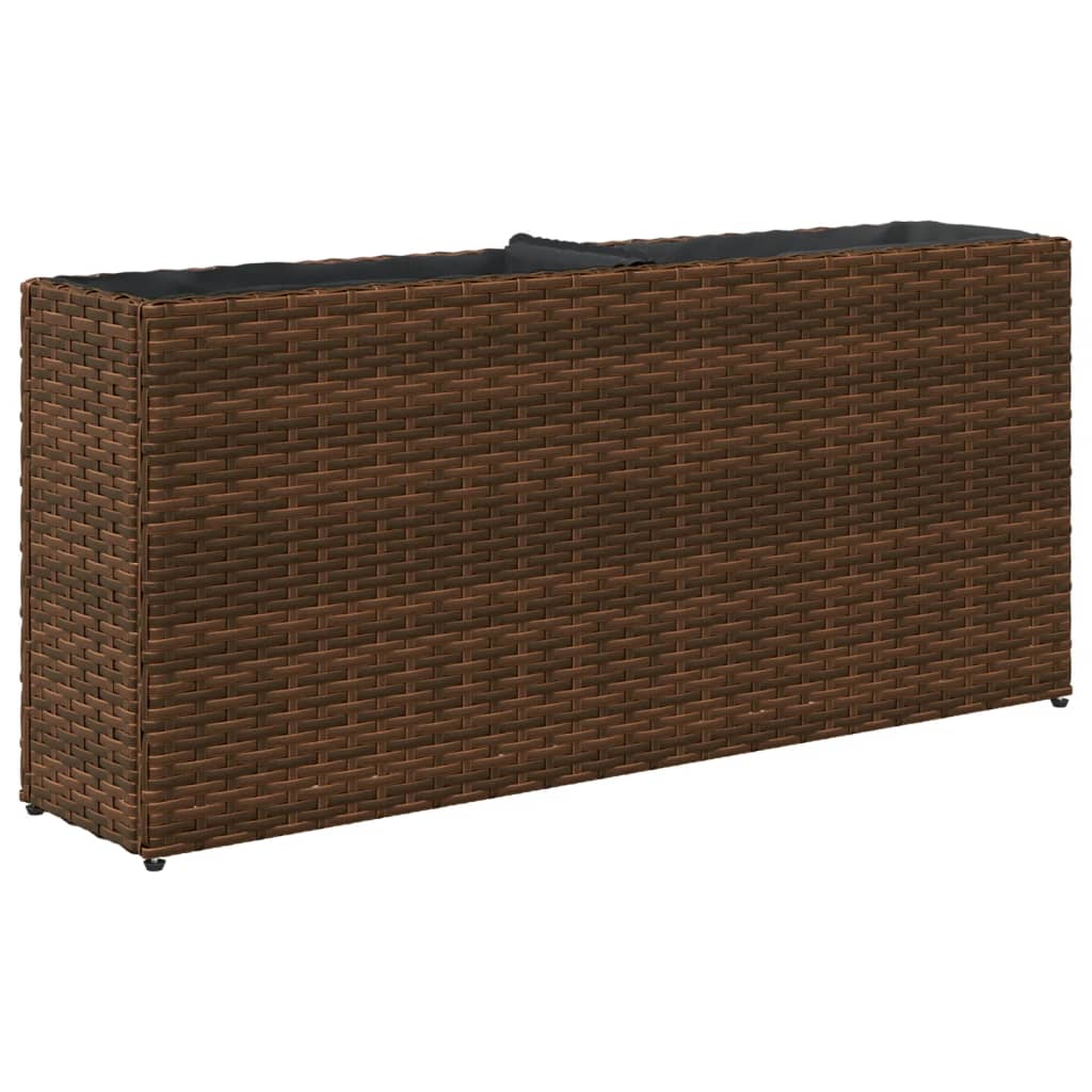 vidaXL Garden Planter with 2 Pots Brown 90x20x40 cm Poly Rattan