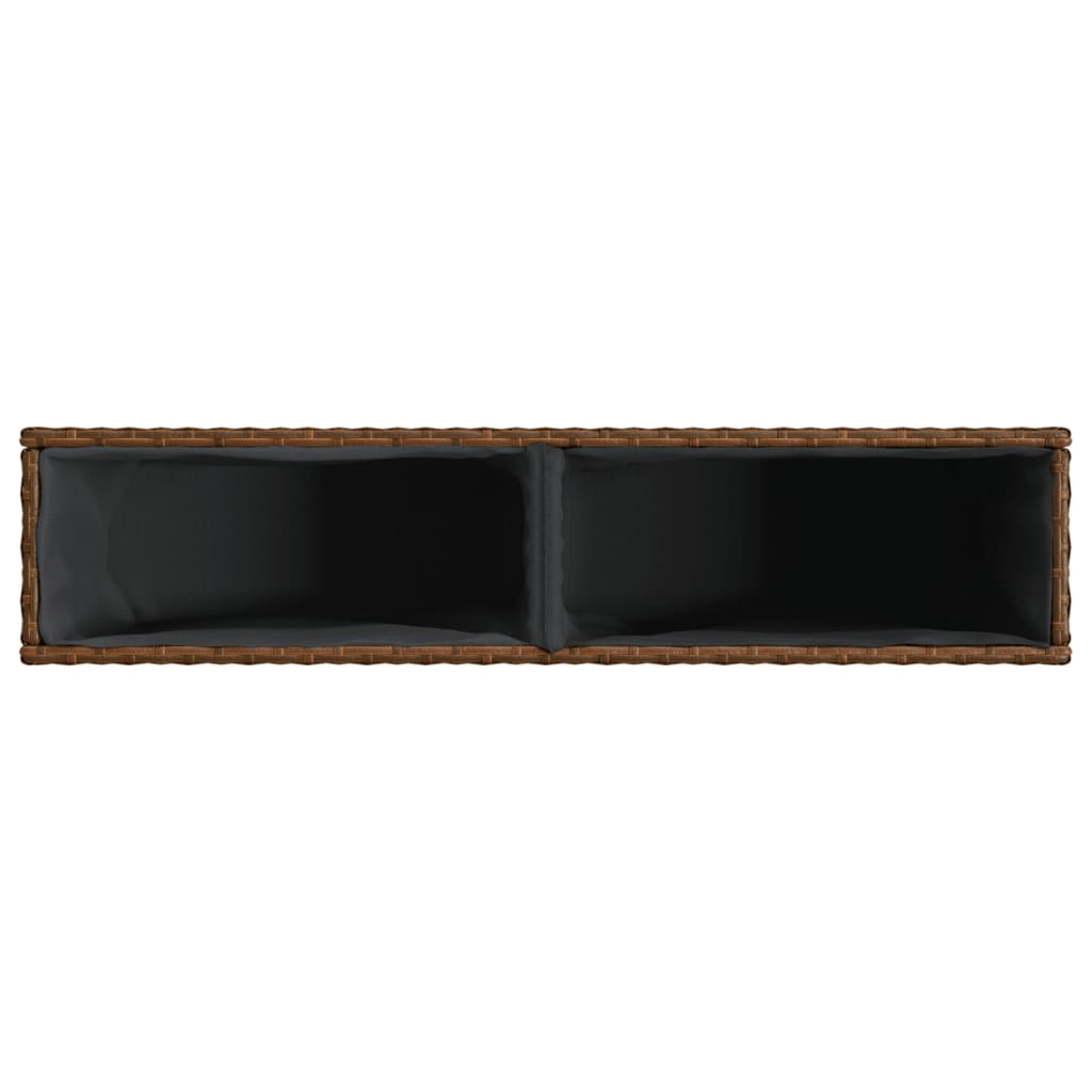 vidaXL Garden Planter with 2 Pots Brown 90x20x40 cm Poly Rattan