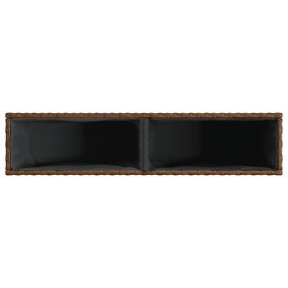 vidaXL Garden Planter with 2 Pots Brown 90x20x40 cm Poly Rattan