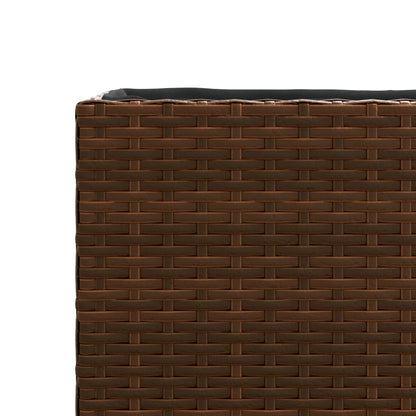 vidaXL Garden Planter with 2 Pots Brown 90x20x40 cm Poly Rattan
