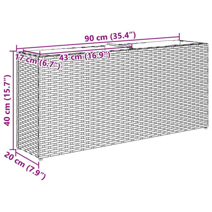 vidaXL Garden Planter with 2 Pots Brown 90x20x40 cm Poly Rattan