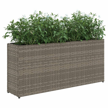 vidaXL Garden Planter with 2 Pots Grey 90x20x40 cm Poly Rattan