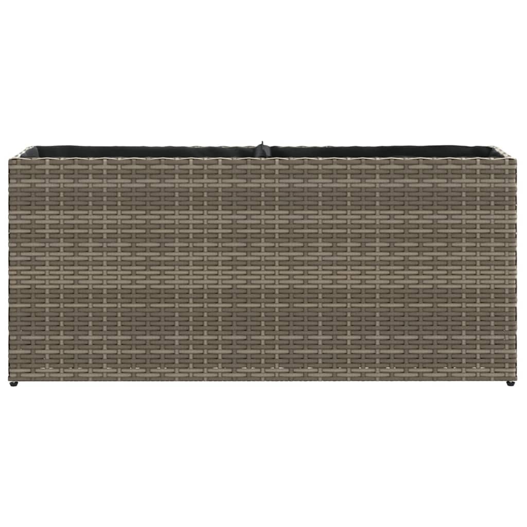 vidaXL Garden Planter with 2 Pots Grey 90x20x40 cm Poly Rattan
