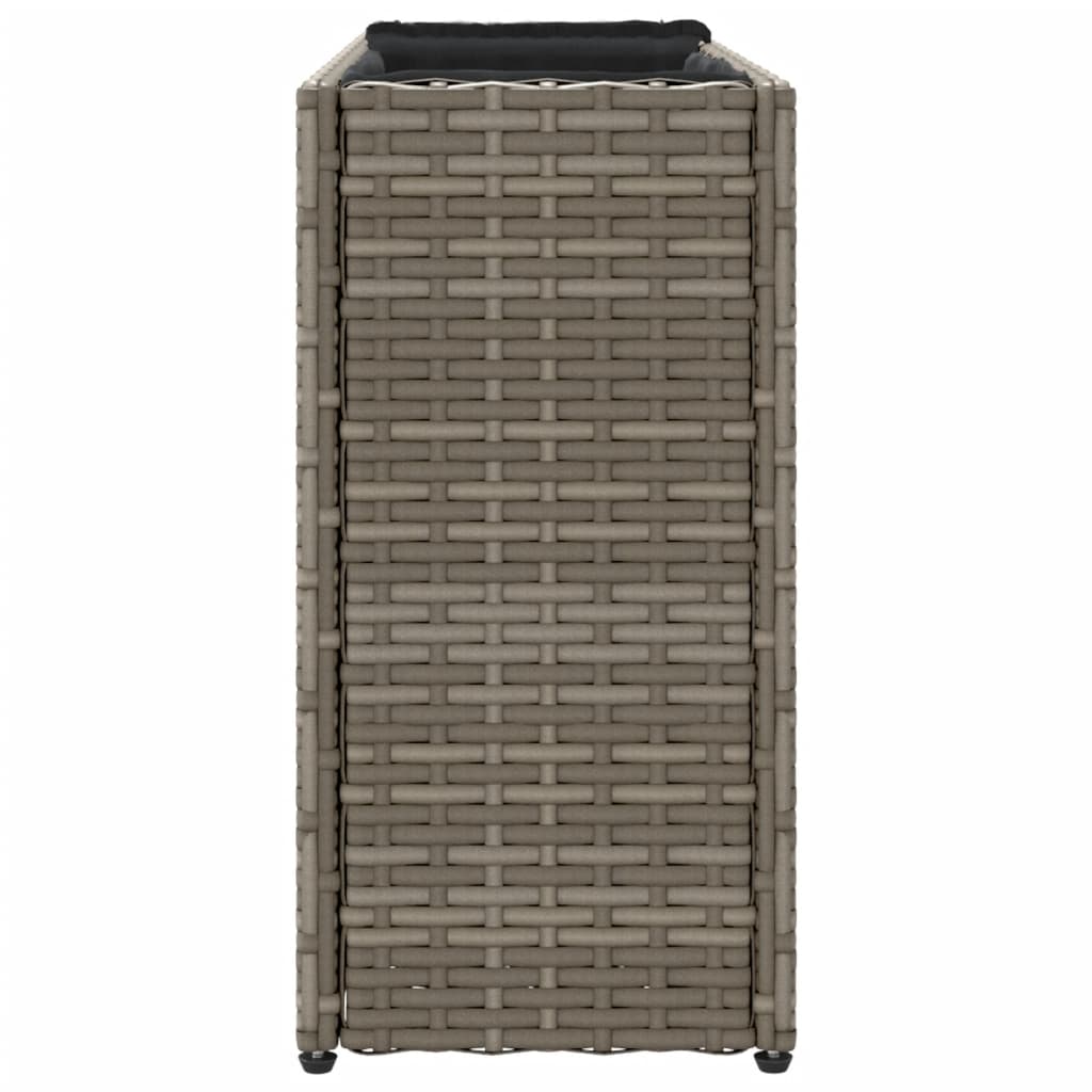 vidaXL Garden Planter with 2 Pots Grey 90x20x40 cm Poly Rattan