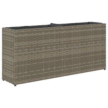 vidaXL Garden Planter with 2 Pots Grey 90x20x40 cm Poly Rattan
