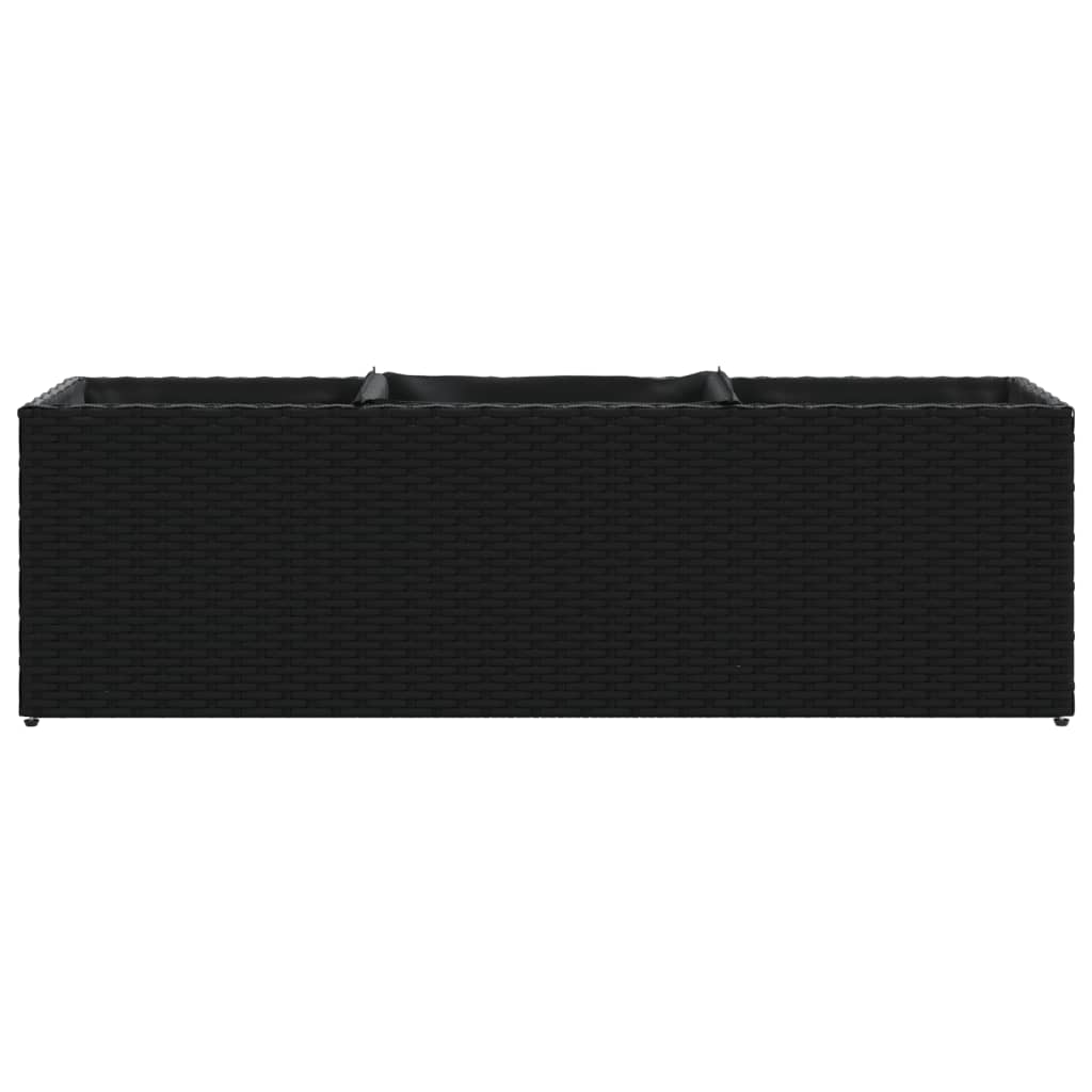 vidaXL Garden Planter with 3 Pots Black 105x30x32 cm Poly Rattan