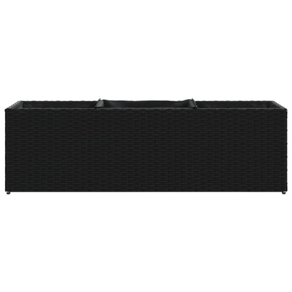 vidaXL Garden Planter with 3 Pots Black 105x30x32 cm Poly Rattan