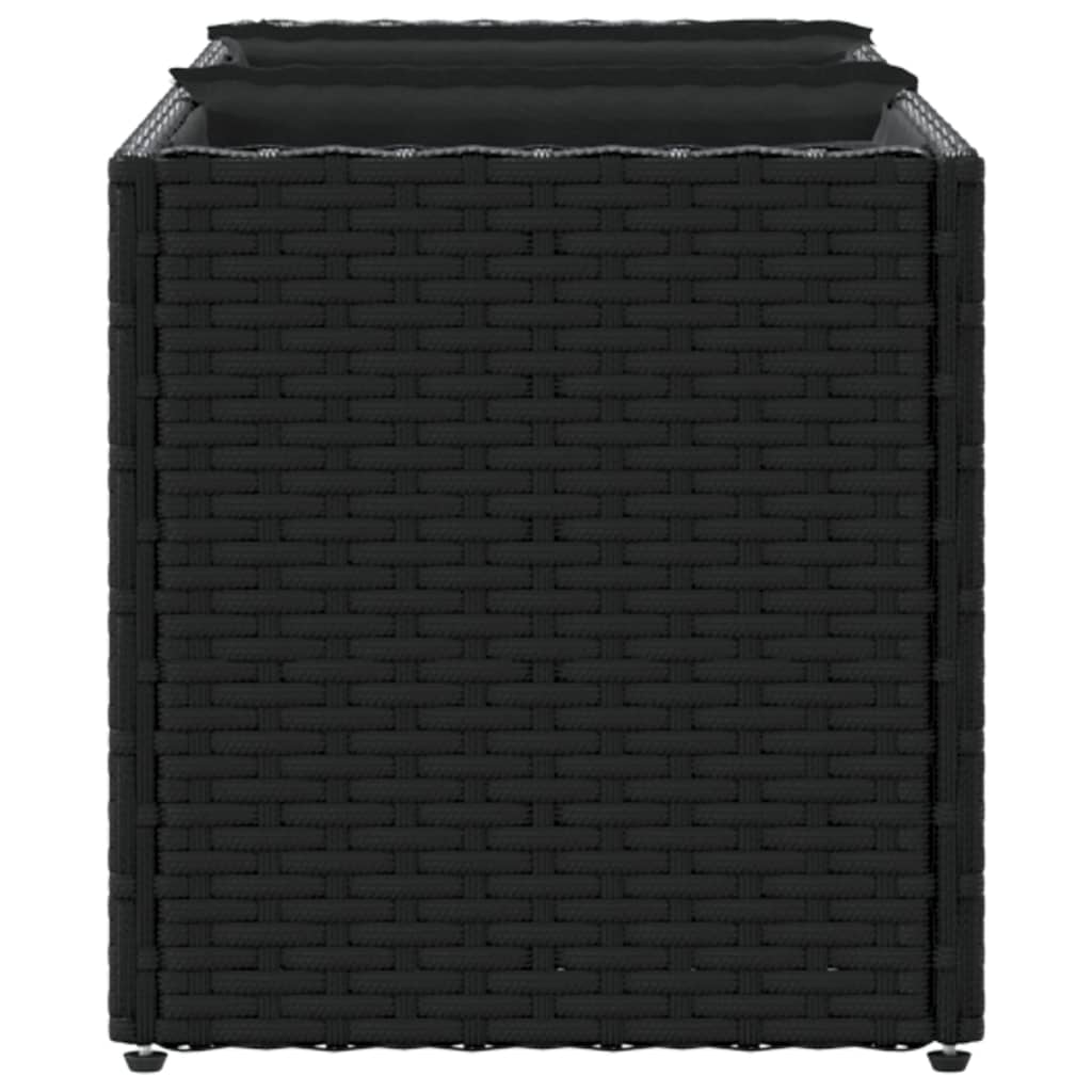 vidaXL Garden Planter with 3 Pots Black 105x30x32 cm Poly Rattan