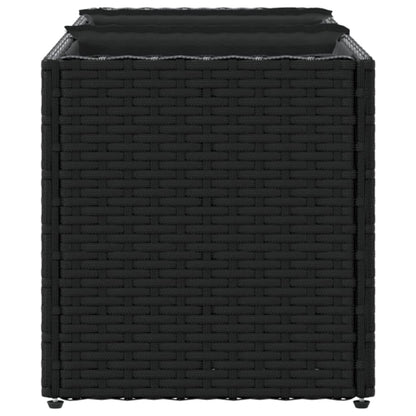 vidaXL Garden Planter with 3 Pots Black 105x30x32 cm Poly Rattan