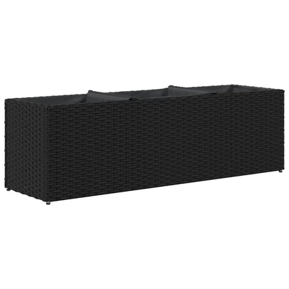 vidaXL Garden Planter with 3 Pots Black 105x30x32 cm Poly Rattan
