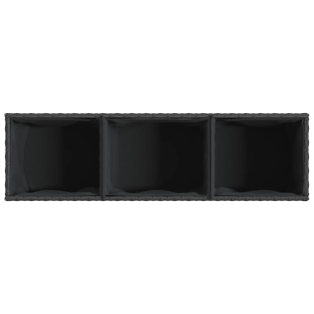 vidaXL Garden Planter with 3 Pots Black 105x30x32 cm Poly Rattan