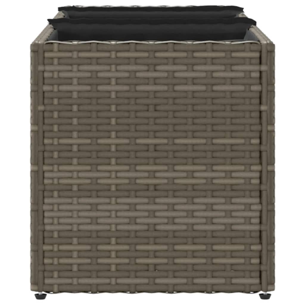 vidaXL Garden Planter with 3 Pots Grey 105x30x32 cm Poly Rattan