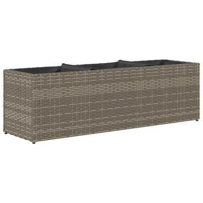 vidaXL Garden Planter with 3 Pots Grey 105x30x32 cm Poly Rattan